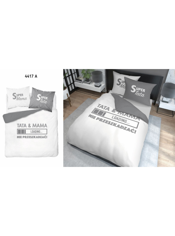 POŚCIEL BAWEŁNIANA 200x220 SUPER MAMA SUPER TATA
