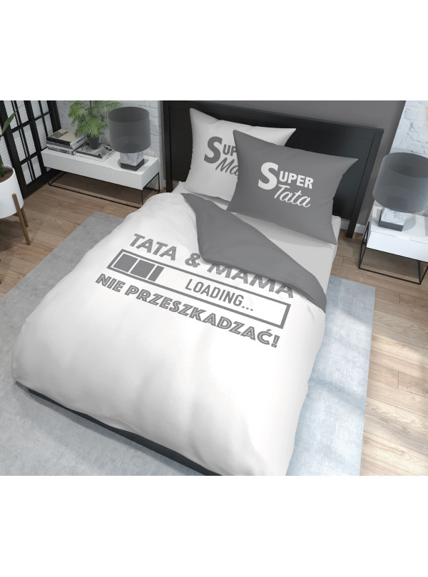 POŚCIEL BAWEŁNIANA 200x220 SUPER MAMA SUPER TATA