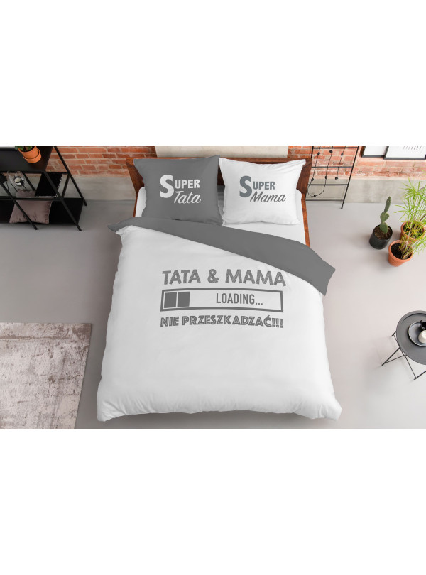 POŚCIEL BAWEŁNIANA 200x220 SUPER MAMA SUPER TATA