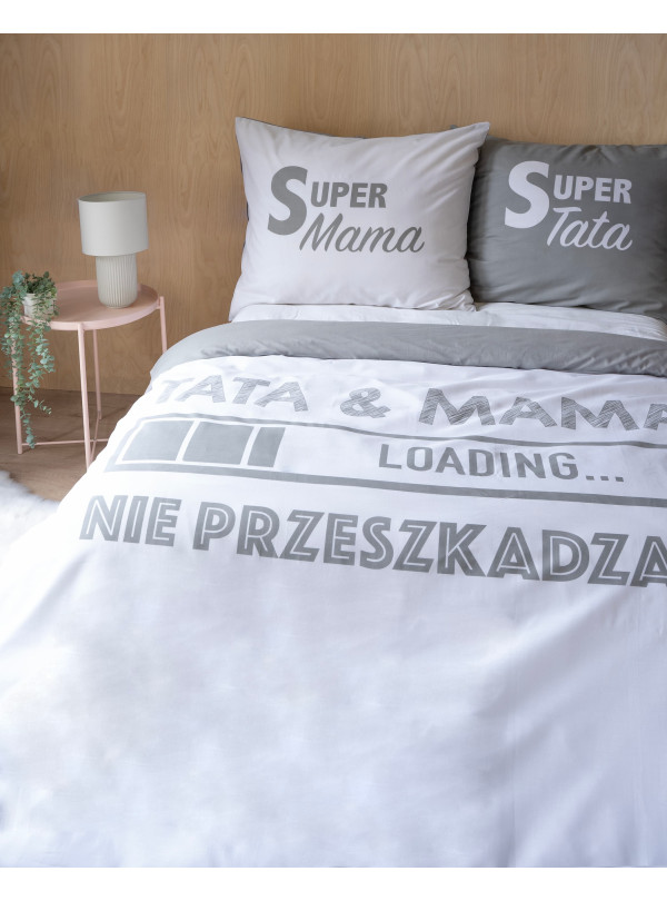 POŚCIEL BAWEŁNIANA 200x220 SUPER MAMA SUPER TATA