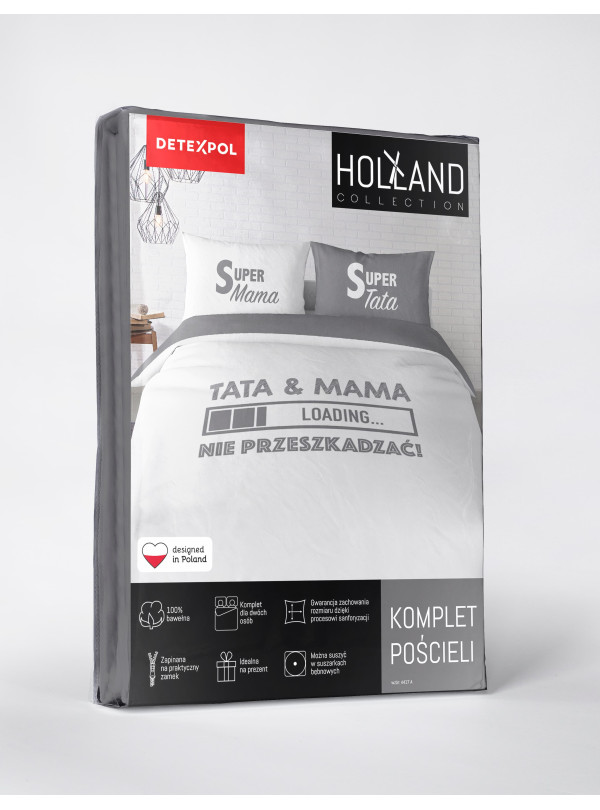 POŚCIEL BAWEŁNIANA 200x220 SUPER MAMA SUPER TATA