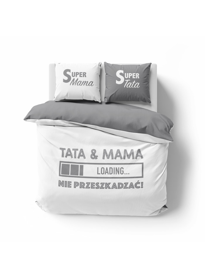 POŚCIEL BAWEŁNIANA 160x200 SUPER MAMA SUPER TATA