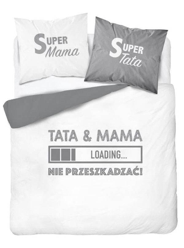 POŚCIEL BAWEŁNIANA 160x200 SUPER MAMA SUPER TATA
