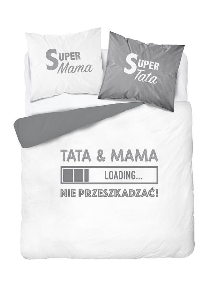 POŚCIEL BAWEŁNIANA 160x200 SUPER MAMA SUPER TATA