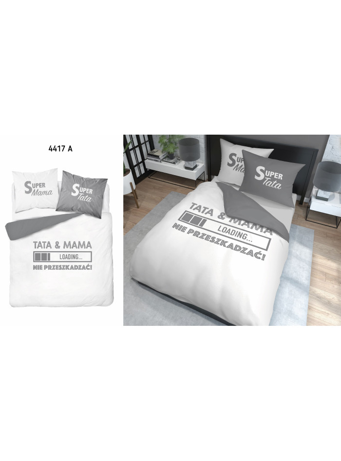 POŚCIEL BAWEŁNIANA 160x200 SUPER MAMA SUPER TATA