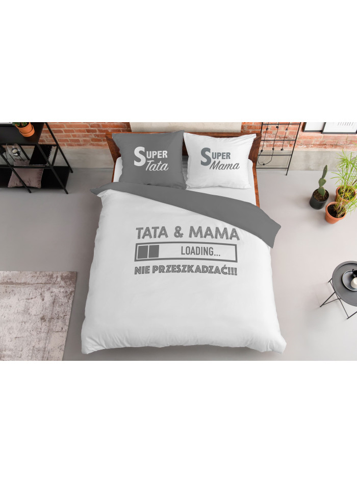 POŚCIEL BAWEŁNIANA 160x200 SUPER MAMA SUPER TATA