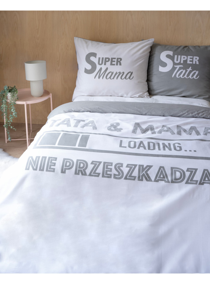 POŚCIEL BAWEŁNIANA 160x200 SUPER MAMA SUPER TATA