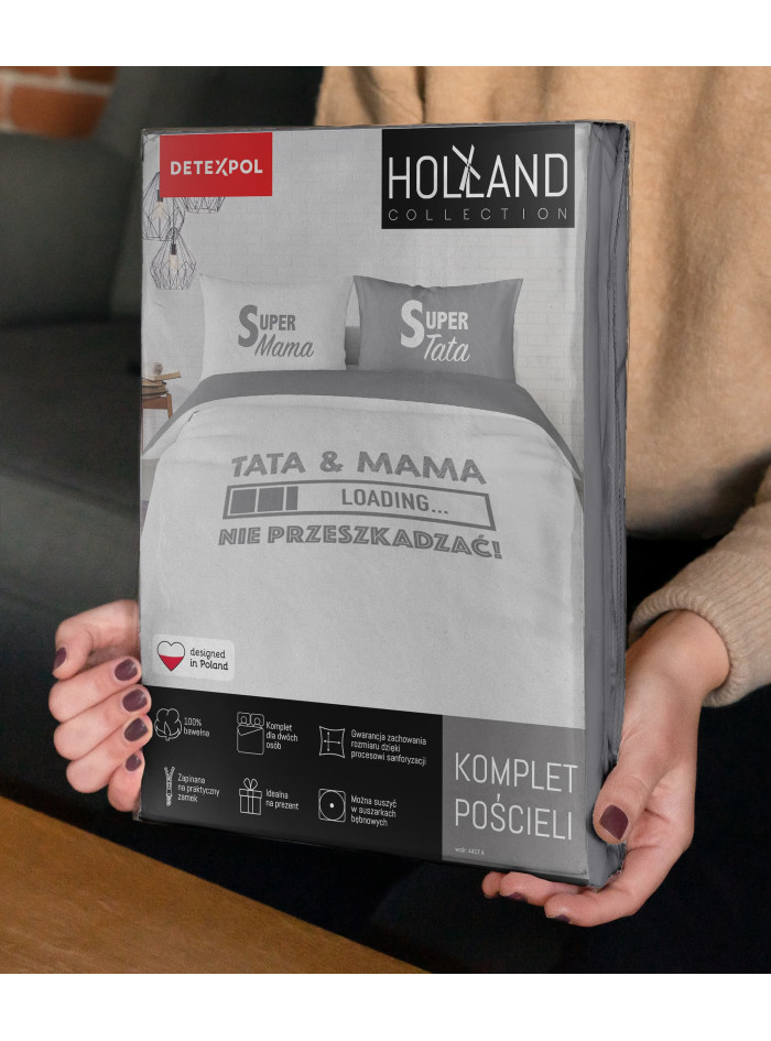 POŚCIEL BAWEŁNIANA 160x200 SUPER MAMA SUPER TATA