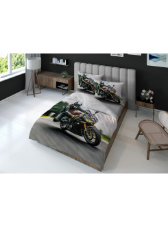 KOMPLET POŚCIELI 160x200 DWUSTRONNA 3D MOTOR ŚCIGACZ
