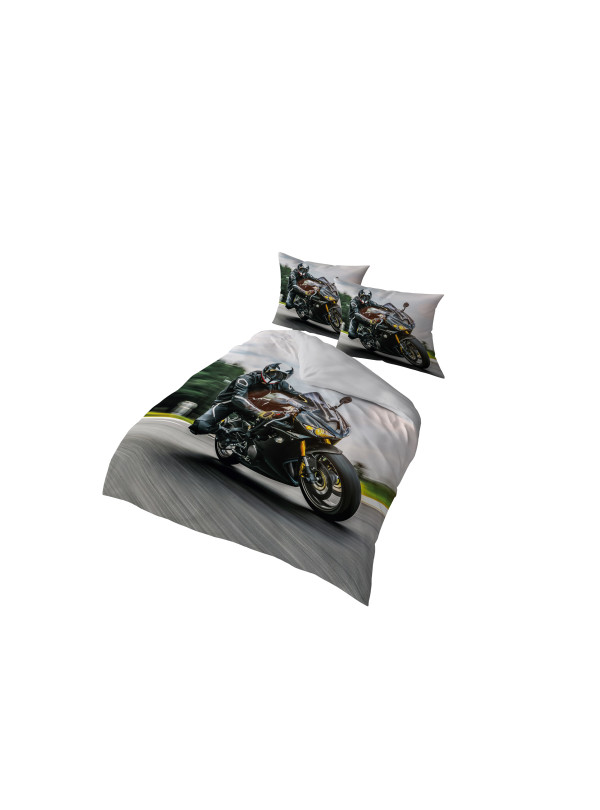 KOMPLET POŚCIELI 160x200 DWUSTRONNA 3D MOTOR ŚCIGACZ