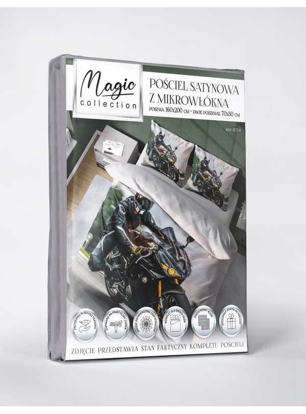KOMPLET POŚCIELI 160x200 DWUSTRONNA 3D MOTOR ŚCIGACZ