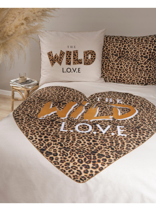 POŚCIEL BAWEŁNIANA 160x200 SERCE WILD LOVE PANTERKA