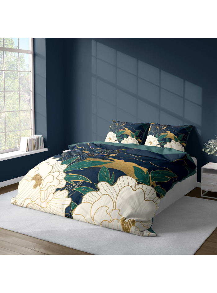 KOMPLET POŚCIELI 160x200 DWUSTRONNA 3D W KWIATY 4178_A