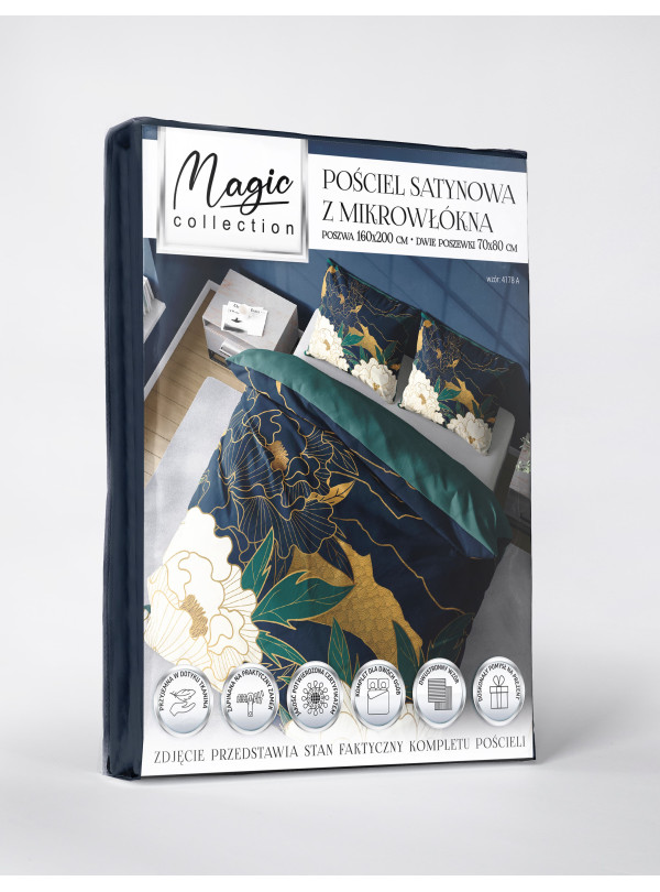 KOMPLET POŚCIELI 160x200 DWUSTRONNA 3D W KWIATY 4178_A