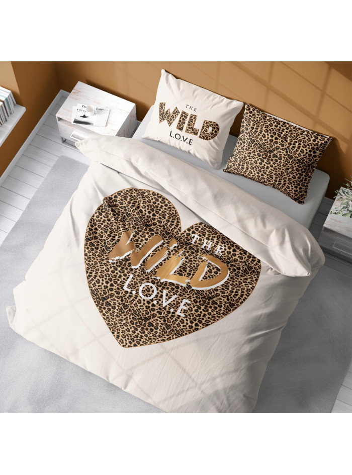 POŚCIEL BAWEŁNIANA 160x200 SERCE WILD LOVE PANTERKA