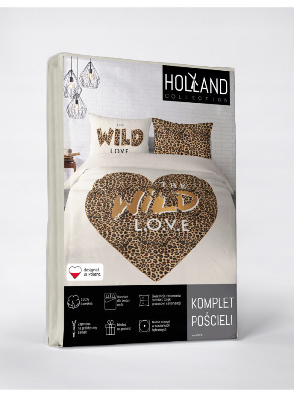 POŚCIEL BAWEŁNIANA 160x200 SERCE WILD LOVE PANTERKA