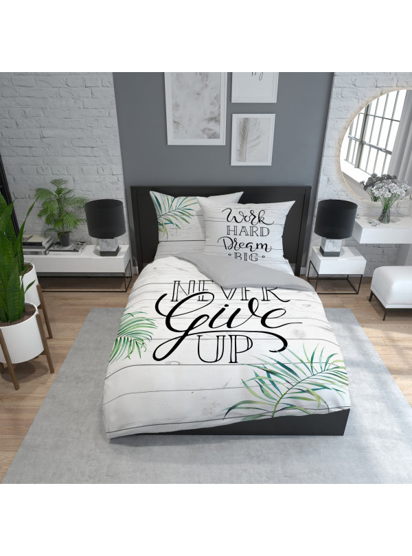 POŚCIEL BAWEŁNIANA 200x220 NEVER GIVE UP