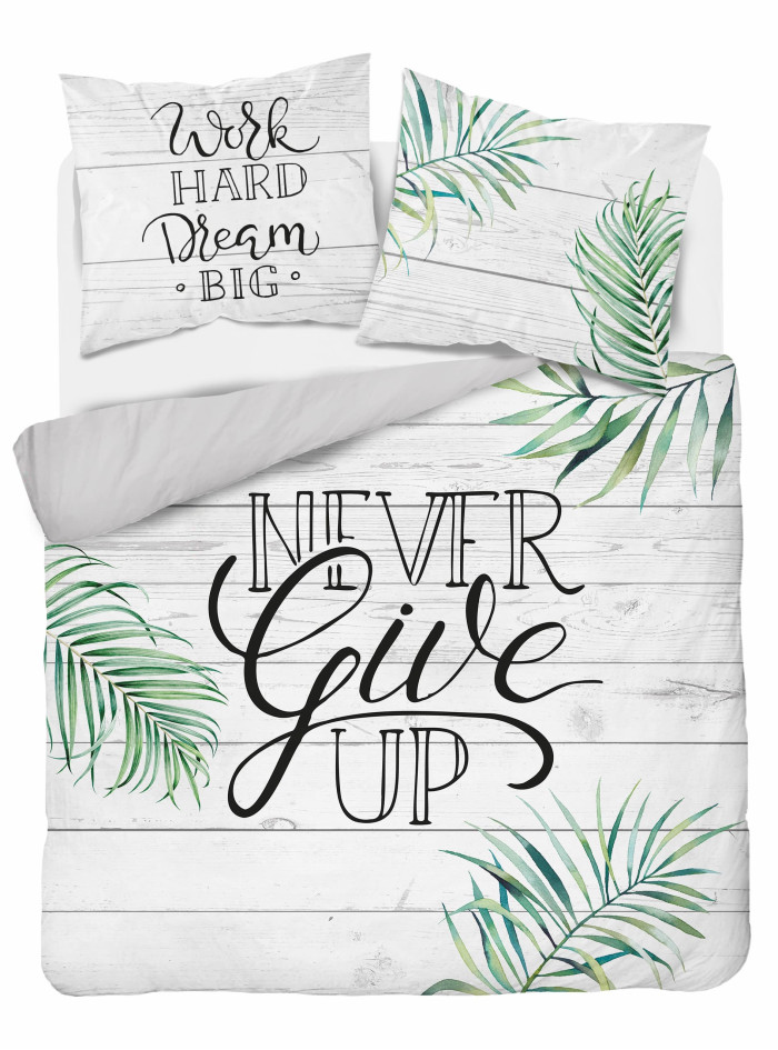 POŚCIEL BAWEŁNIANA 200x220 NEVER GIVE UP