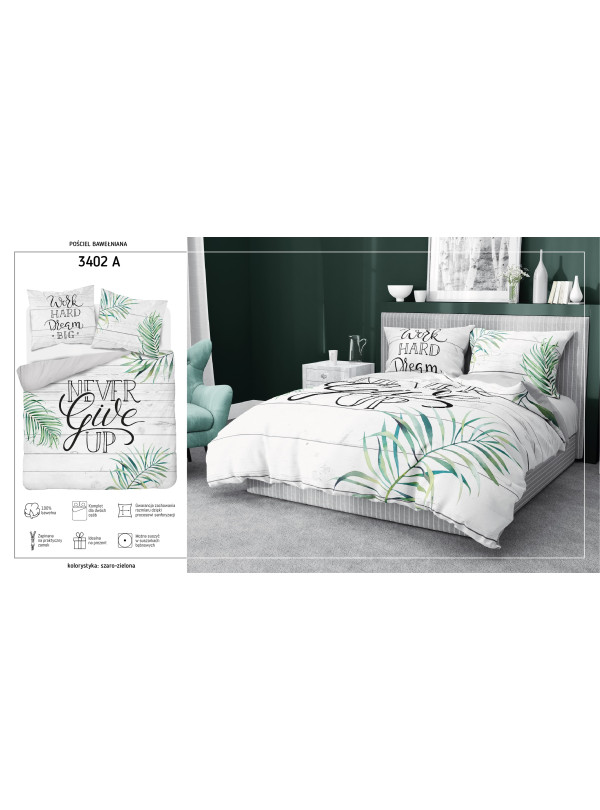 POŚCIEL BAWEŁNIANA 200x220 NEVER GIVE UP