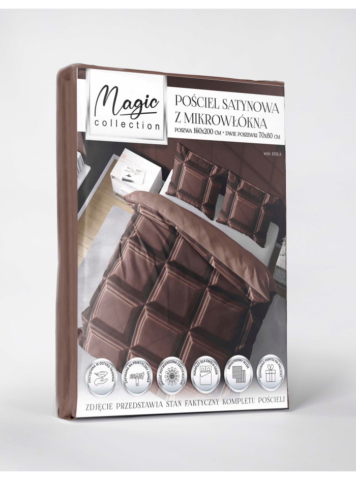 KOMPLET POŚCIELI 160x200 DWUSTRONNA 3D CZEKOLADA TABLICZKA CZEKOLADY