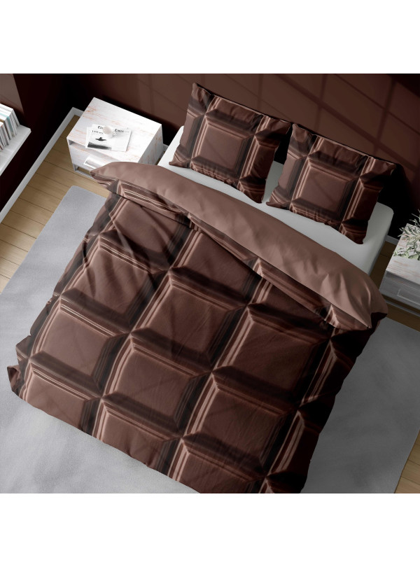 KOMPLET POŚCIELI 160x200 DWUSTRONNA 3D CZEKOLADA TABLICZKA CZEKOLADY