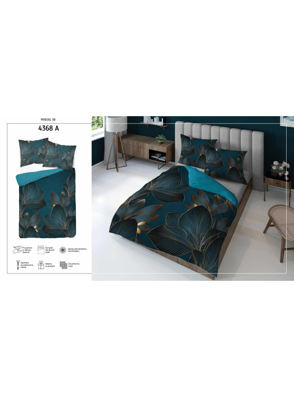 KOMPLET POŚCIELI 160x200 DWUSTRONNA 3D W KWIATY 4368_A