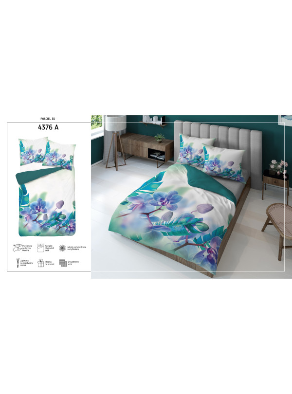 KOMPLET POŚCIELI 160x200 DWUSTRONNA 3D W KWIATY 4376_A