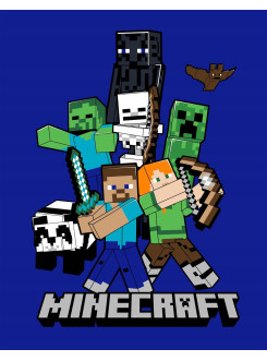 KOC KOCYK POLAROWY 110x140 PLED MINECRAFT NIEBIESKI