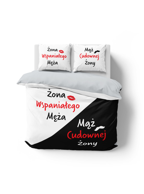POŚCIEL BAWEŁNIANA 160x200 MĄŻ I ŻONA PREZENT NA ŚLUB