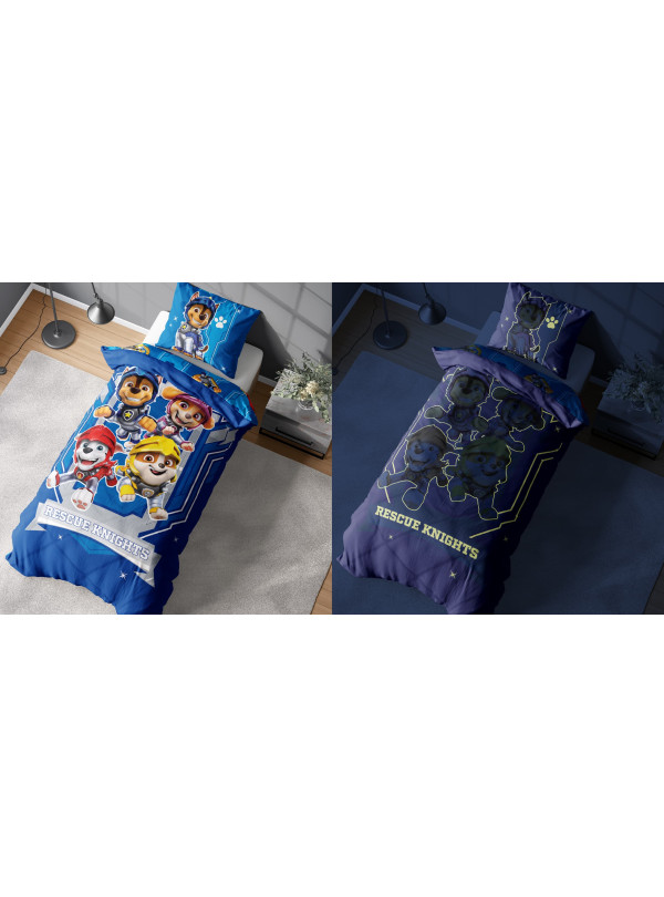 POŚCIEL 140x200 ŚWIECĄCA W CIEMNOŚCI PSI PATROL RUBBLE MARSHALL CHASE SKYE PP_25