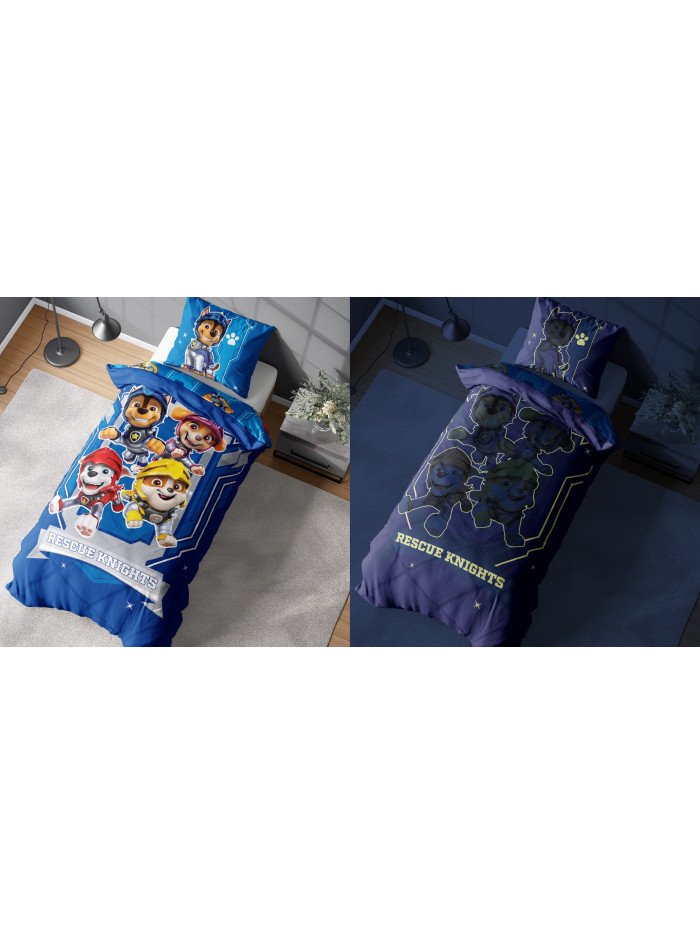 POŚCIEL 140x200 ŚWIECĄCA W CIEMNOŚCI PSI PATROL RUBBLE MARSHALL CHASE SKYE PP_25
