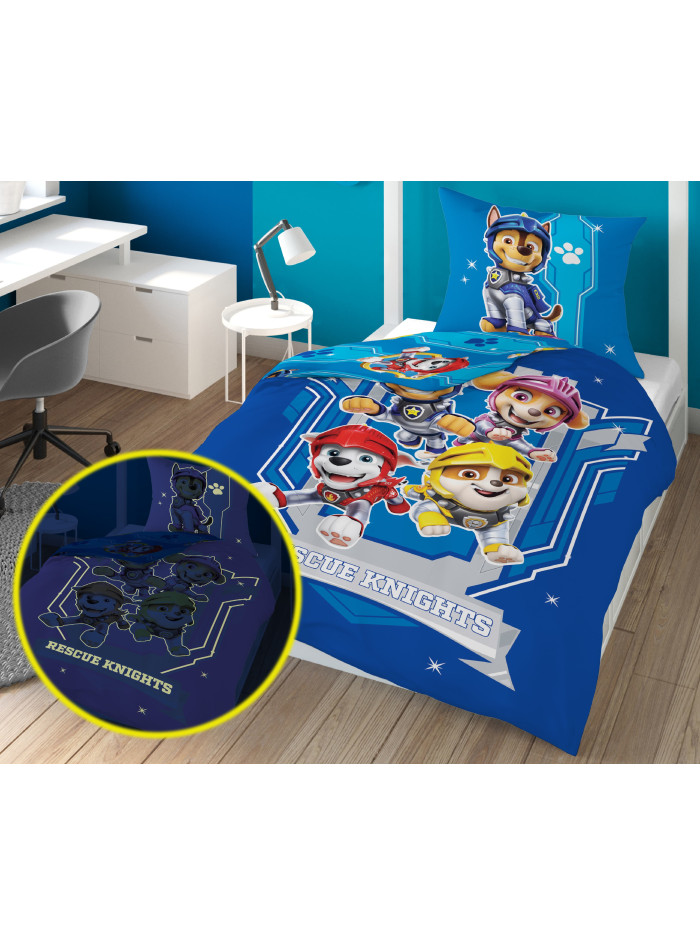 POŚCIEL 140x200 ŚWIECĄCA W CIEMNOŚCI PSI PATROL RUBBLE MARSHALL CHASE SKYE PP_25