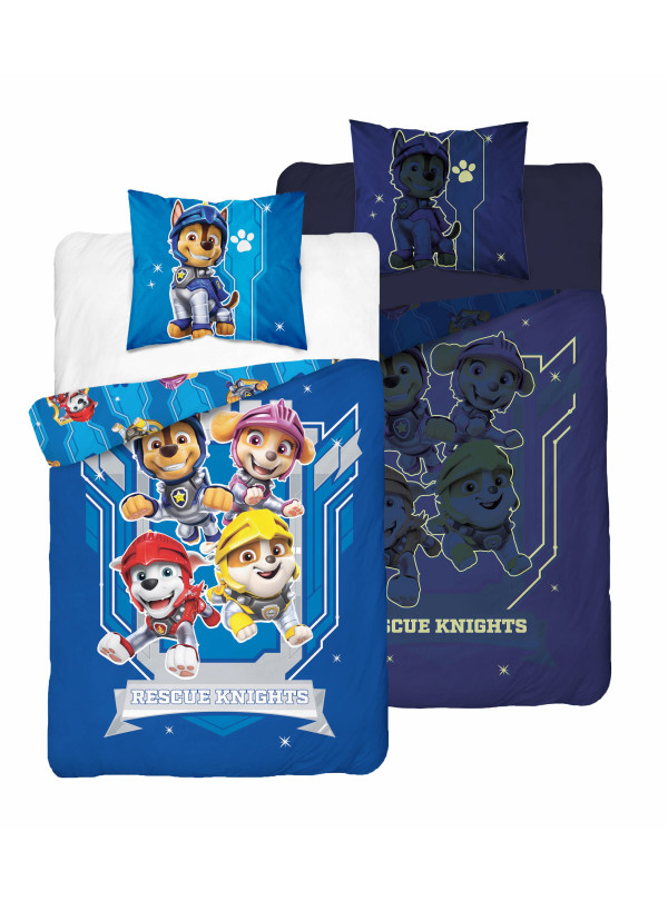 POŚCIEL 140x200 ŚWIECĄCA W CIEMNOŚCI PSI PATROL RUBBLE MARSHALL CHASE SKYE PP_25