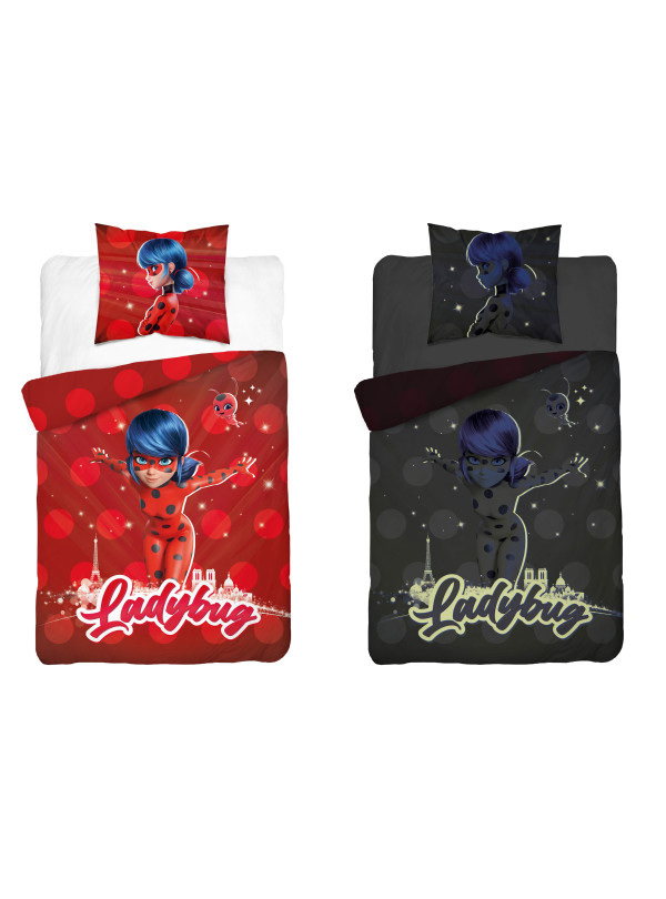 POŚCIEL ŚWIECĄCA W CIEMNOŚCI BAWEŁNIANA 160x200 MIRACULOUS BIEDRONKA I KOT MIR-02