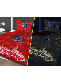 POŚCIEL ŚWIECĄCA W CIEMNOŚCI BAWEŁNIANA 140x200 MIRACULOUS BIEDRONKA I KOT MIR-02 2