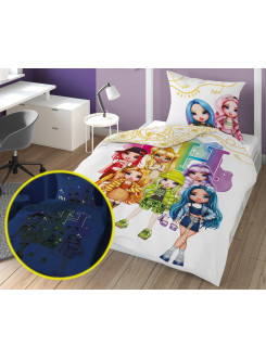 POŚCIEL ŚWIECĄCA W CIEMNOŚCI 160x200 RAINBOW HIGH LALKI LALECZKI