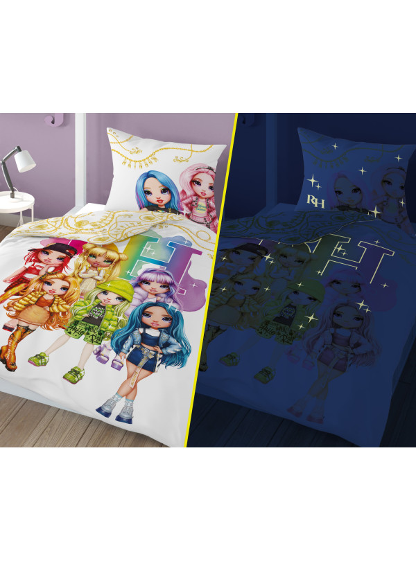 POŚCIEL ŚWIECĄCA W CIEMNOŚCI 160x200 RAINBOW HIGH LALKI LALECZKI