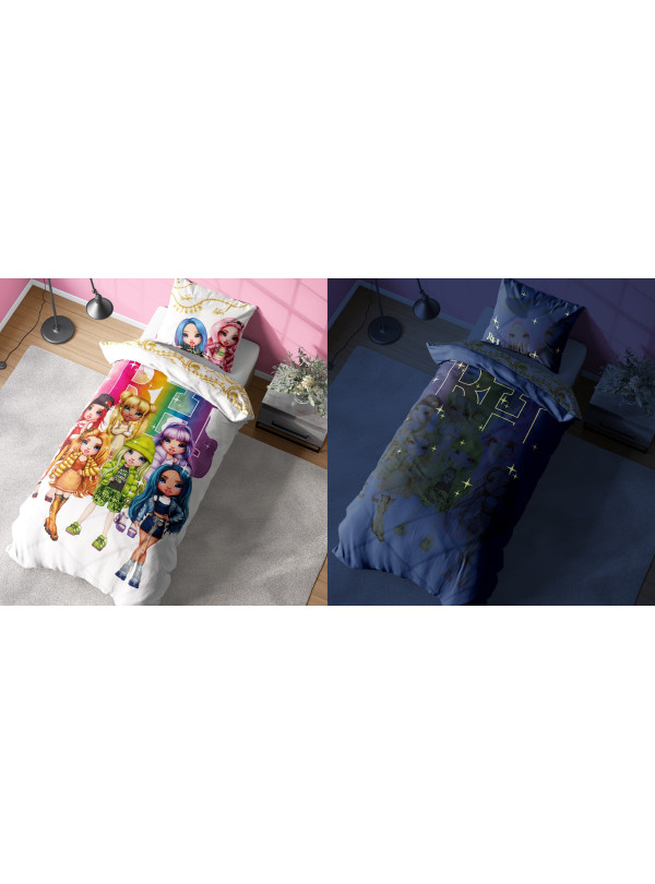 POŚCIEL ŚWIECĄCA W CIEMNOŚCI 160x200 RAINBOW HIGH LALKI LALECZKI