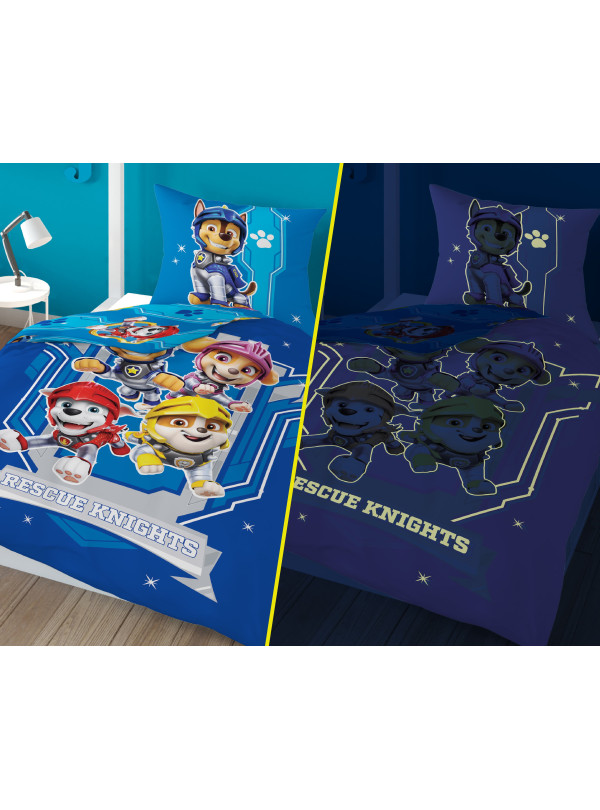 POŚCIEL 160x200 ŚWIECĄCA W CIEMNOŚCI PSI PATROL RUBBLE MARSHALL CHASE SKYE PP_25