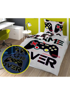 POŚCIEL 140x200 ŚWIECĄCA W CIEMNOŚCI PAD GAME OVER