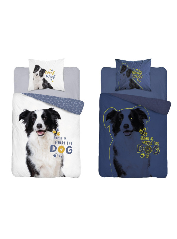 POŚCIEL 140x200 ŚWIECĄCA W CIEMNOŚCI PIES Z PSEM
