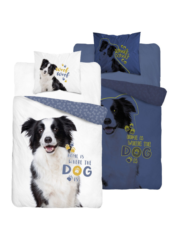 POŚCIEL 140x200 ŚWIECĄCA W CIEMNOŚCI PIES Z PSEM