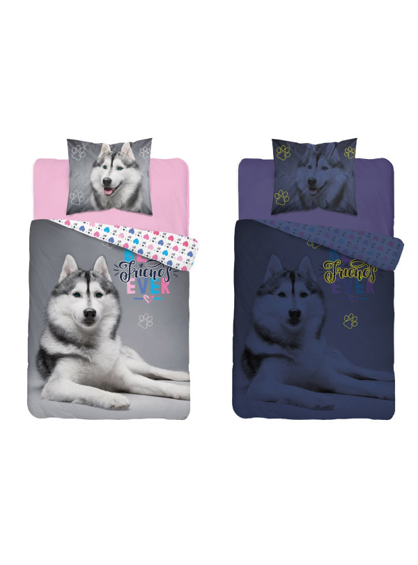 POŚCIEL 140x200 ŚWIECĄCA W CIEMNOŚCI PIES Z PSEM PIESEK