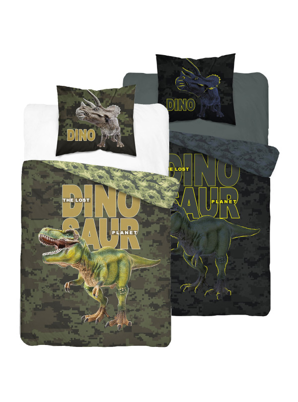 POŚCIEL 160x200 ŚWIECĄCA W CIEMNOŚCI DINOZAUR TYRANOZAUR T-REX