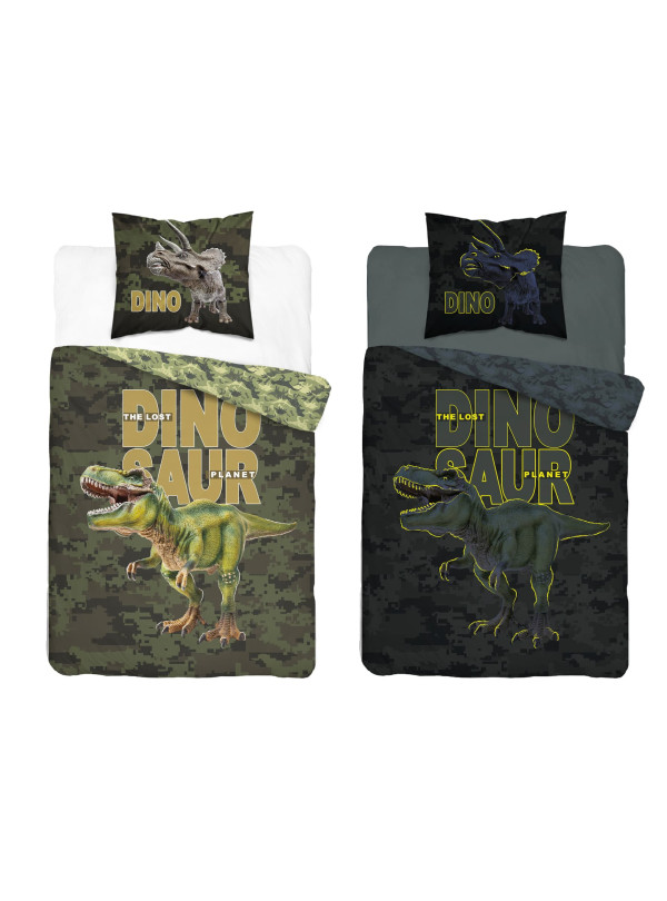 POŚCIEL 160x200 ŚWIECĄCA W CIEMNOŚCI DINOZAUR TYRANOZAUR T-REX