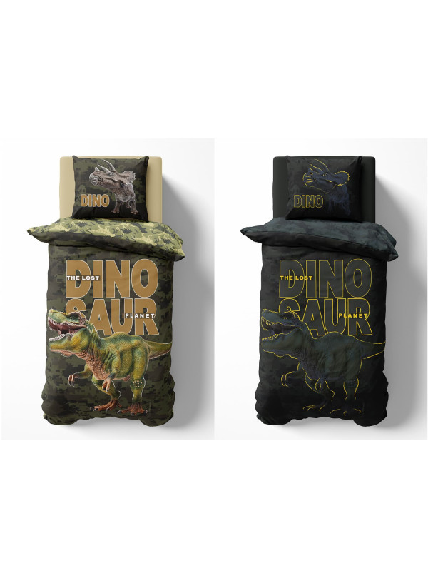 POŚCIEL 160x200 ŚWIECĄCA W CIEMNOŚCI DINOZAUR TYRANOZAUR T-REX