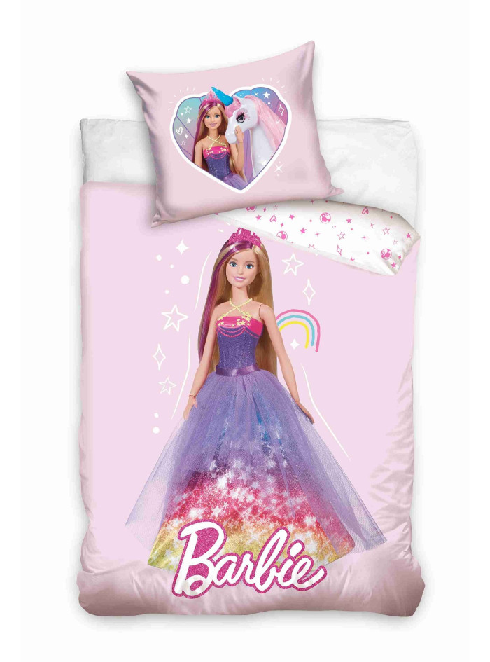 POŚCIEL BAWEŁNIANA 100x135 DZIECIĘCA DO ŁÓŻECZKA BARBIE KSIĘŻNICZKA SUKNIA