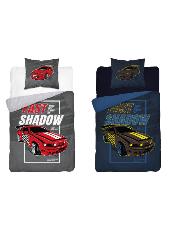 POŚCIEL BAWEŁNIANA 160x200 ŚWIECĄCA W CIEMNOŚCI AUTO CZERWONY SAMOCHÓD