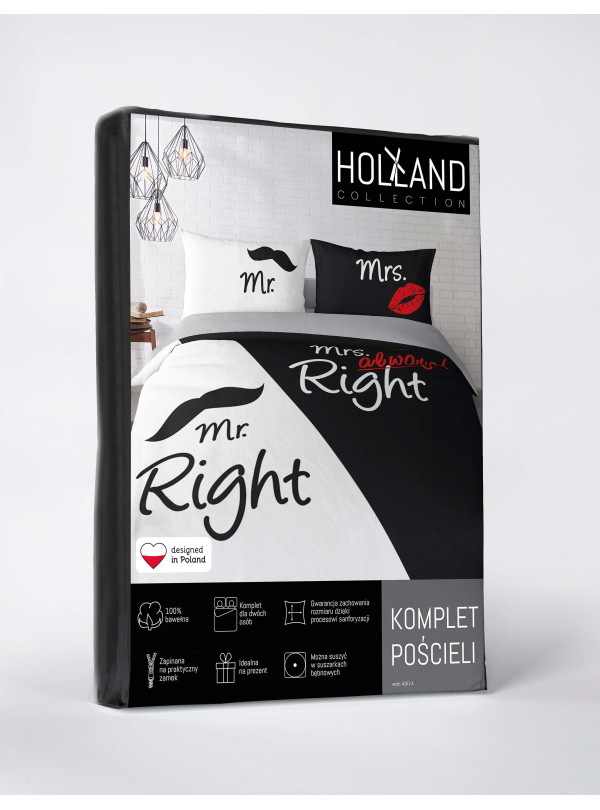 POŚCIEL BAWEŁNIANA 160x200 MR. RIGHT & MRS. RIGHT