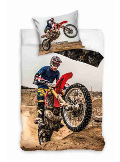 KOMPLET POŚCIELI 160x200 100% BAWEŁNA MOTOR MOTOCROSS